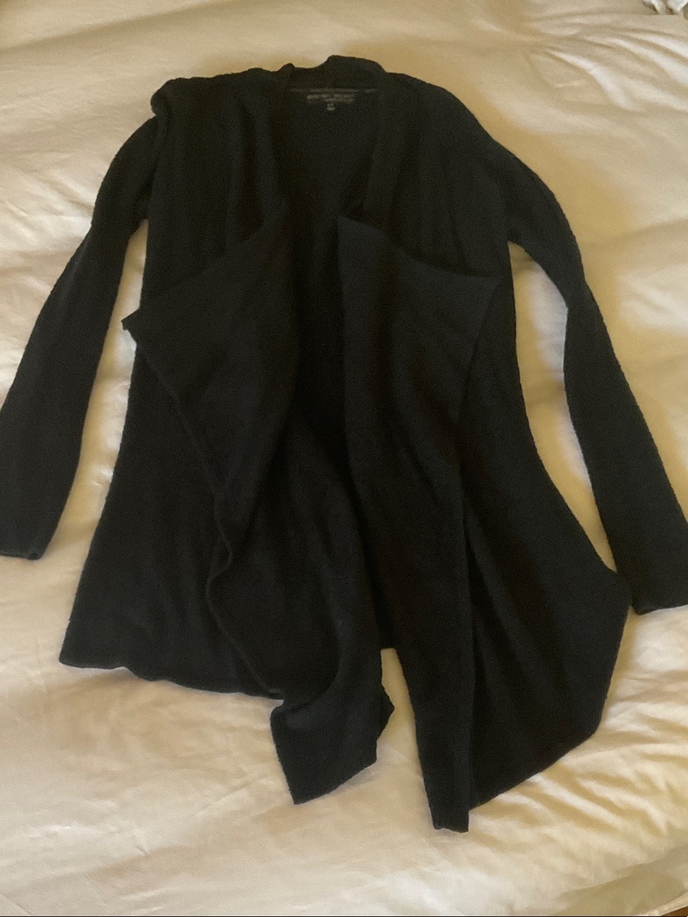 Barefoot Dreams Black Draped Open-Front Cardigan sz med